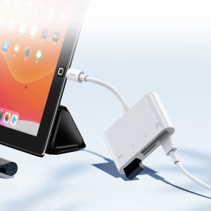 Hurtownia GSM - HUB Joyroom OTG Lightning - USB 3.2 Gen 1 (3.0, 3.1 Gen 1)/SD, TF kártyaolvasó/fehér Lightning (S-H142 white) - JYR319 - {ean13} - Hurt