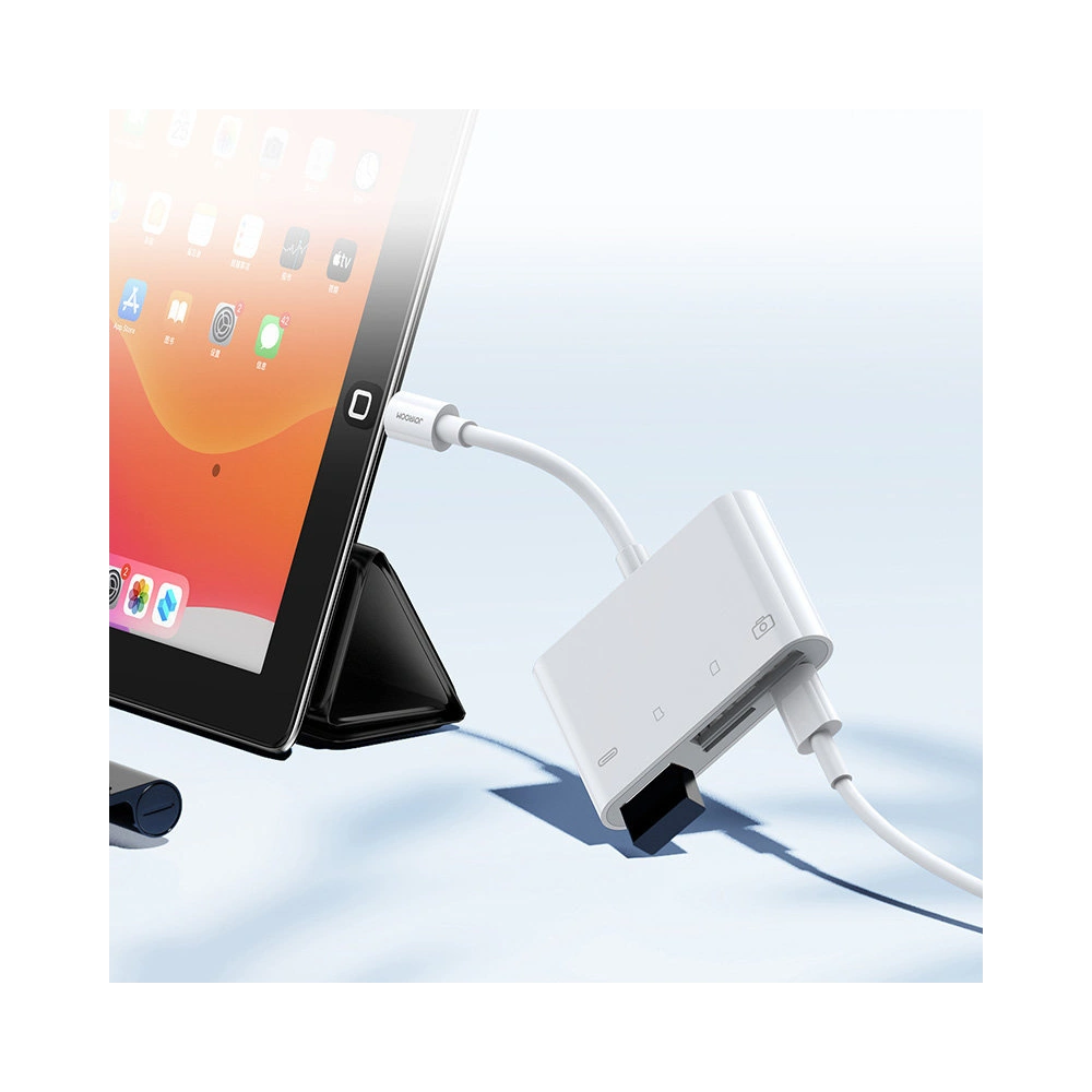 Hurtownia GSM - HUB Joyroom OTG Lightning - USB 3.2 Gen 1 (3.0, 3.1 Gen 1)/čtečka karet SD, TF/Lightning bílý (S-H142 white) - JYR319 - {ean13} - Hurt