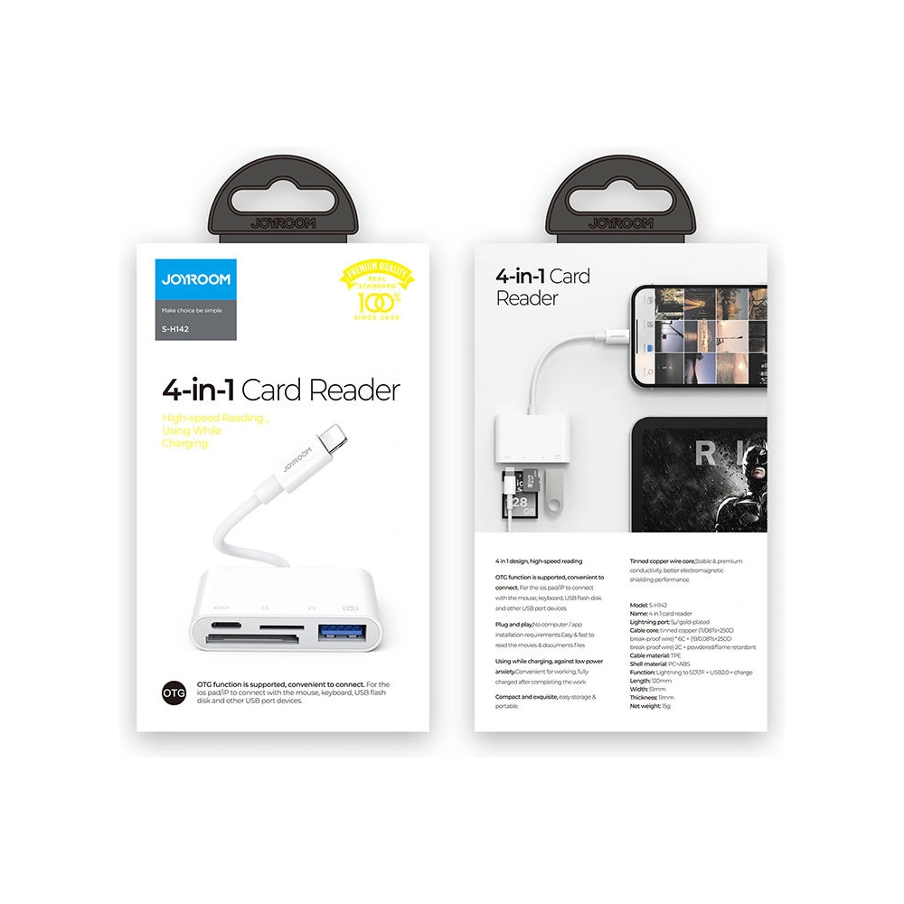 Hurtownia GSM - HUB Joyroom OTG Lightning - USB 3.2 Gen 1 (3.0, 3.1 Gen 1)/čtečka karet SD, TF/Lightning bílý (S-H142 white) - JYR319 - {ean13} - Hurt