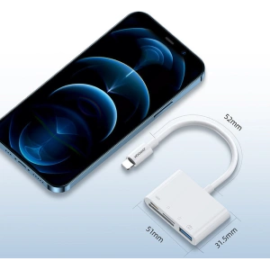 Hurtownia GSM - HUB Joyroom OTG Lightning - USB 3.2 Gen 1 (3.0, 3.1 Gen 1)/SD, TF kártyaolvasó/fehér Lightning (S-H142 white) - JYR319 - {ean13} - Hurt