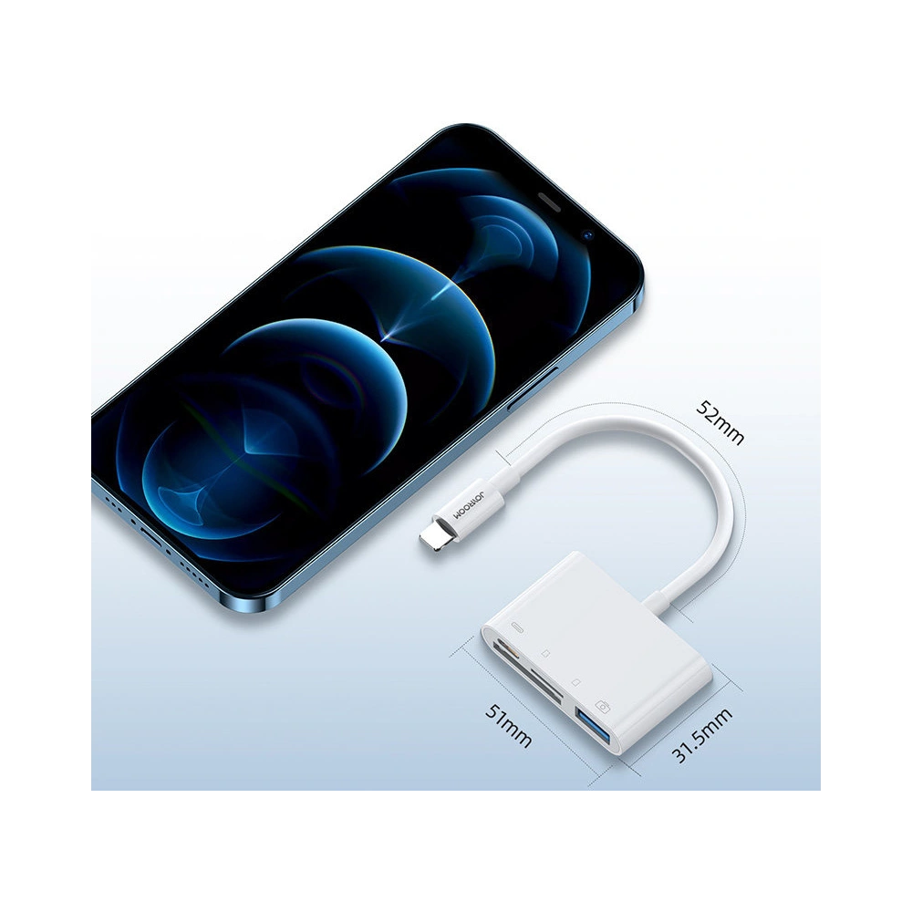 Hurtownia GSM - HUB Joyroom OTG Lightning - USB 3.2 Gen 1 (3.0, 3.1 Gen 1)/čtečka karet SD, TF/Lightning bílý (S-H142 white) - JYR319 - {ean13} - Hurt