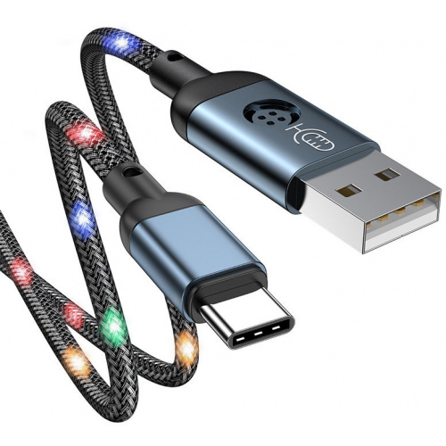 Joyroom Distributor - 6941237166128 - JYR320 - Joyroom durable cable USB - USB-C cable with sound-responsive LED backlight 2.4A 1.2m gray (S-1230N16) - B2B homescreen
