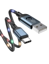 Kábel Joyroom USB/USB-C audio LED 2,4A 1,2m szürke (S-1230N16)
