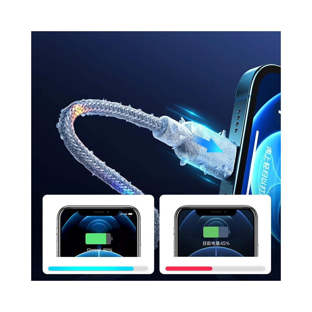 Hurtownia GSM - Kabel Joyroom USB/USB-C audio LED 2,4A 1,2m šedý (S-1230N16) - JYR320 - {ean13} - Hurt