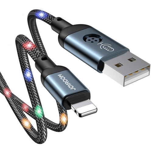Joyroom Distributor - 6941237166135 - JYR321 - Joyroom durable cable USB cable - Lightning with sound-responsive LED backlight 2.4A 1.2m gray (S-1230N16) - B2B homescreen