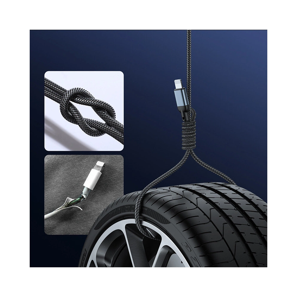 Kabel Joyroom USB/Lightning audio LED 2,4A 1,2m šedý (S-1230N16)