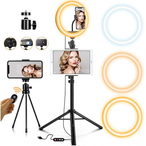 Joyroom Distributor - 6941237177223 - JYR337 - Joyroom ring flash lamp tripod kit for recording live selfie phone holder ring light black (JR-ZS233) - B2B homescreen