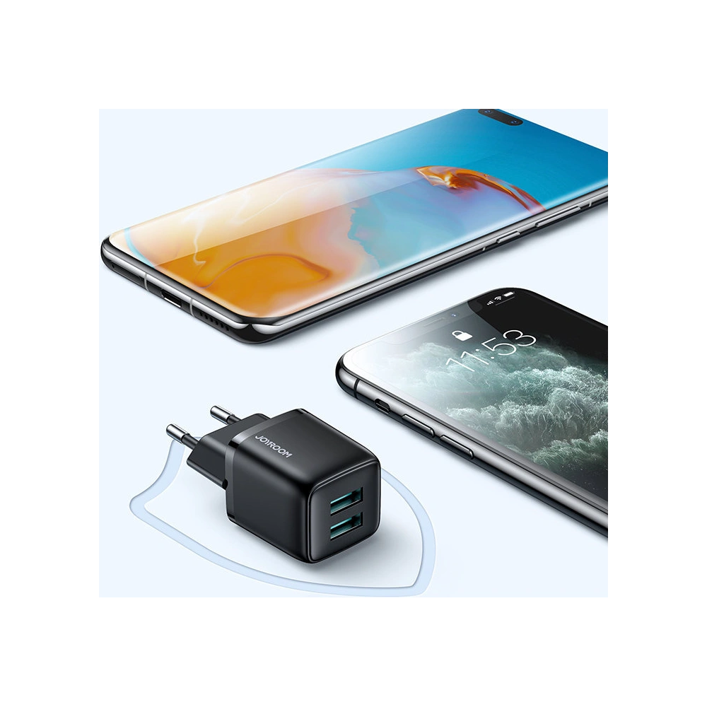 Hurtownia GSM - Hálózati töltő Joyroom 2xUSB 12W 2,4A fehér (L-2A121) - JYR338 - {ean13} - Hurt