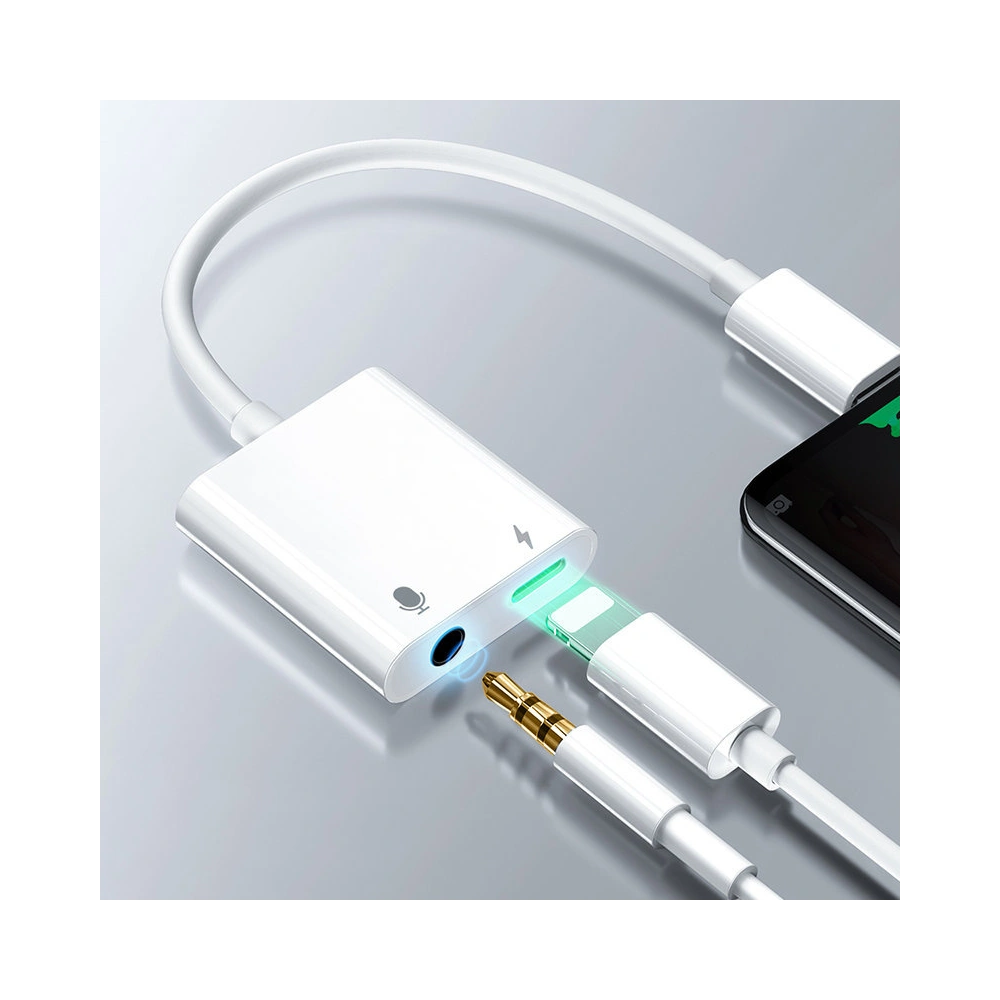 Hurtownia GSM - Adaptér Joyroom Lightning - Lightning (nabíjení) / 3,5mm mini jack bílý (S-Y105) - JYR339 - {ean13} - Hurt