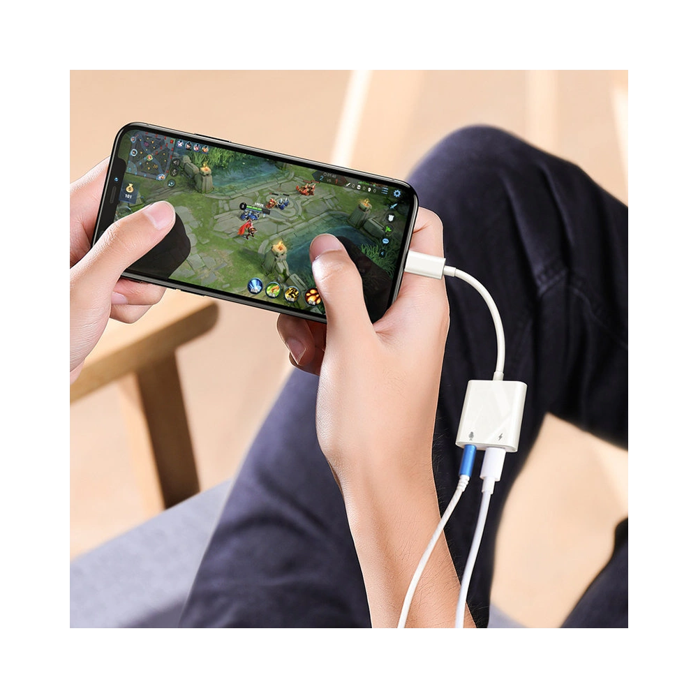 Hurtownia GSM - Adaptér Joyroom Lightning - Lightning (nabíjení) / 3,5mm mini jack bílý (S-Y105) - JYR339 - {ean13} - Hurt