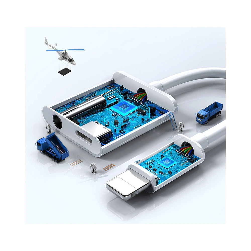 Hurtownia GSM - Adaptér Joyroom Lightning - Lightning (nabíjení) / 3,5mm mini jack bílý (S-Y105) - JYR339 - {ean13} - Hurt