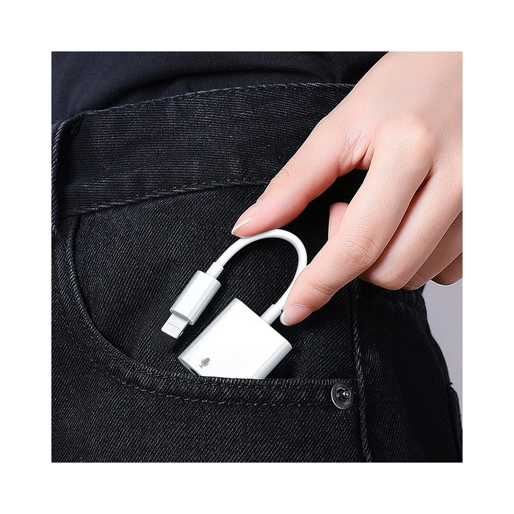 Hurtownia GSM - Adaptér Joyroom Lightning - Lightning (nabíjení) / 3,5mm mini jack bílý (S-Y105) - JYR339 - {ean13} - Hurt
