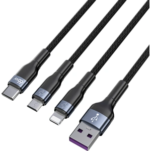 Hurtownia GSM - Kábel Joyroom 3w1 USB-USB-C/microUSB/Lightning 66W 6A 1,2m fekete (S-1260G5) - JYR352 - {ean13} - Hurt
