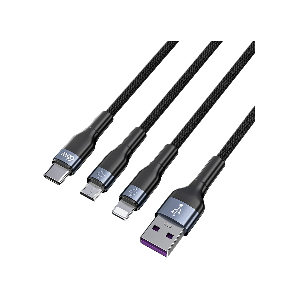 Hurtownia GSM - Kabel Joyroom 3w1 USB-USB-C/microUSB/Lightning 66W 6A 1,2m schwarz (S-1260G5) - JYR352 - {ean13} - Hurt