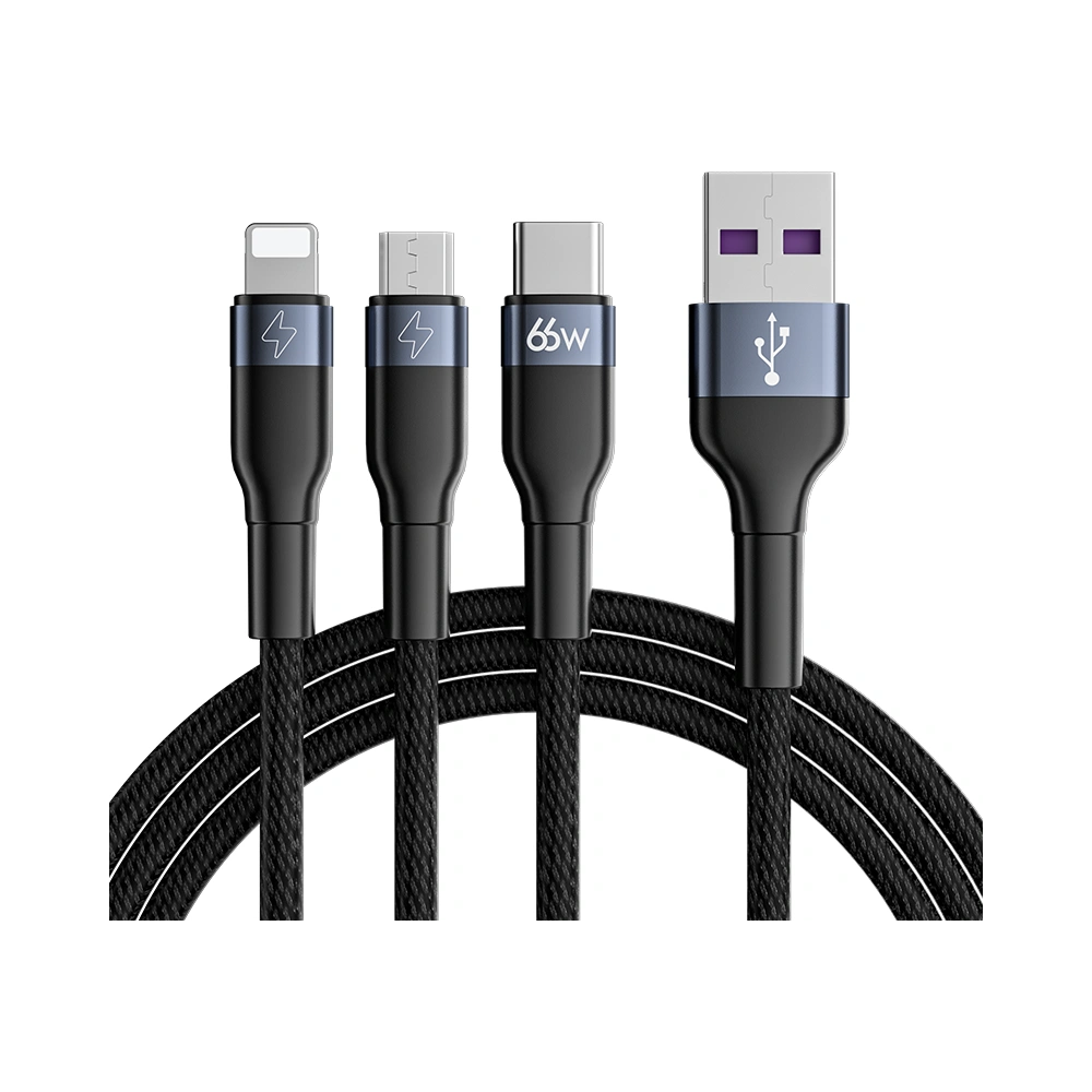 Hurtownia GSM - Kabel Joyroom 3w1 USB-USB-C/microUSB/Lightning 66W 6A 1,2m schwarz (S-1260G5) - JYR352 - {ean13} - Hurt