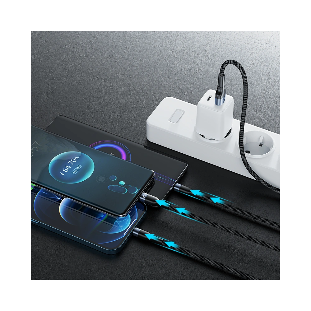 Hurtownia GSM - Kabel Joyroom 3w1 USB-USB-C/microUSB/Lightning 66W 6A 1,2m schwarz (S-1260G5) - JYR352 - {ean13} - Hurt