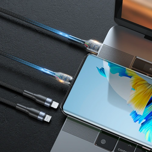 Kabel Joyroom 3w1 USB-USB-C/microUSB/Lightning 66W 6A 1,2m czarny (S-1260G5)