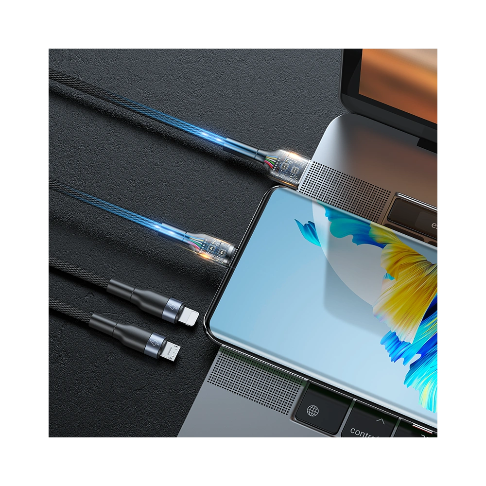 Hurtownia GSM - Kabel Joyroom 3w1 USB-USB-C/microUSB/Lightning 66W 6A 1,2m černý (S-1260G5) - JYR352 - {ean13} - Hurt