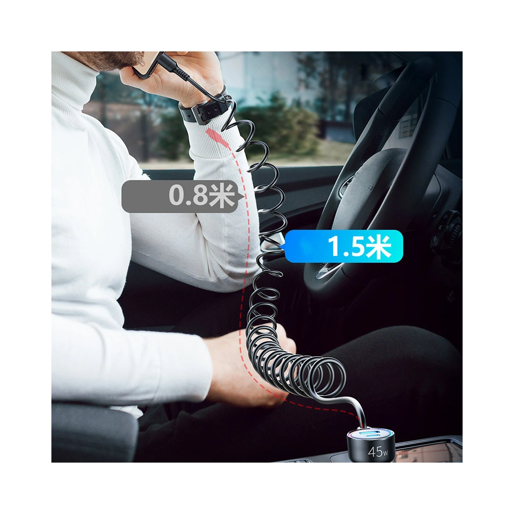 Hurtownia GSM - Încărcător auto Joyroom 3w1 + cablu Lightning 1,5m 45W negru (JR-CL08) - JYR359 - {ean13} - Hurt