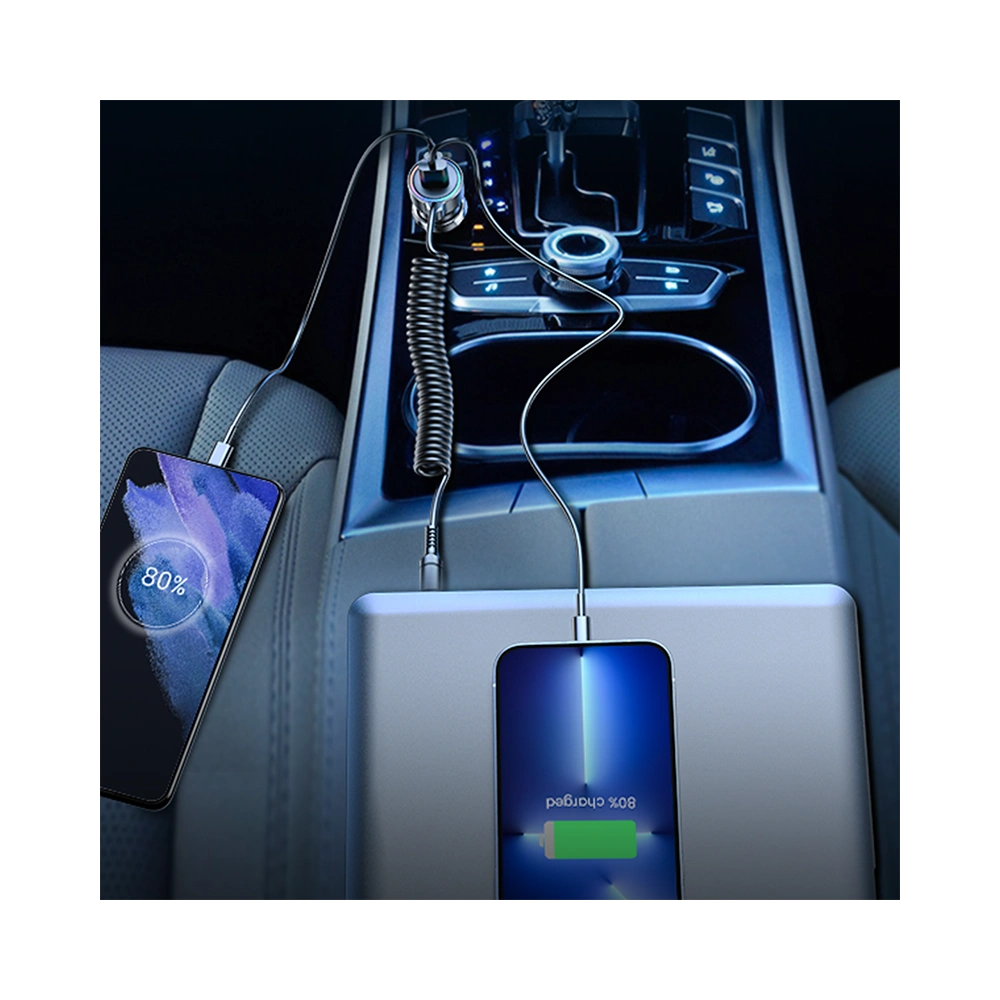 Hurtownia GSM - Încărcător auto Joyroom 3w1 + cablu Lightning 1,5m 45W negru (JR-CL08) - JYR359 - {ean13} - Hurt