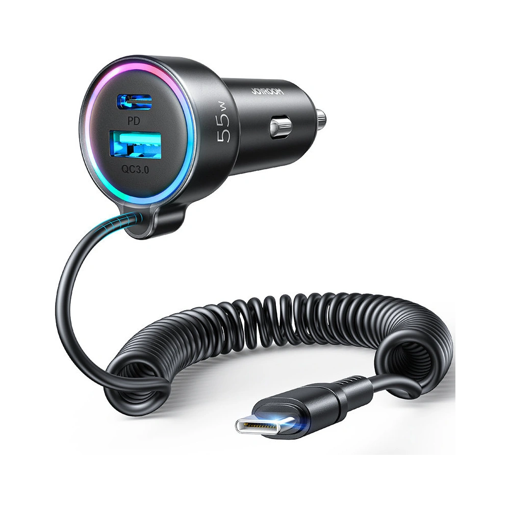Hurtownia GSM - Autós töltő Joyroom 3w1 + 1,5m USB-C kábel 55W fekete (JR-CL07) - JYR360 - {ean13} - Hurt