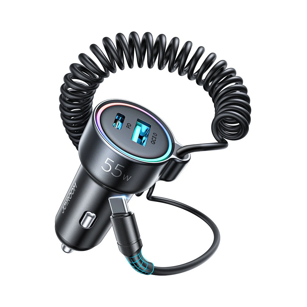 Hurtownia GSM - Încărcător auto Joyroom 3w1 + cablu USB-C 1,5m 55W negru (JR-CL07) - JYR360 - {ean13} - Hurt