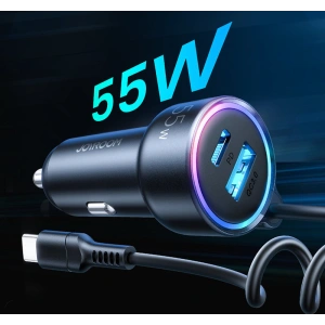 Hurtownia GSM - Autós töltő Joyroom 3w1 + 1,5m USB-C kábel 55W fekete (JR-CL07) - JYR360 - {ean13} - Hurt