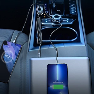 Hurtownia GSM - Autós töltő Joyroom 3w1 + 1,5m USB-C kábel 55W fekete (JR-CL07) - JYR360 - {ean13} - Hurt