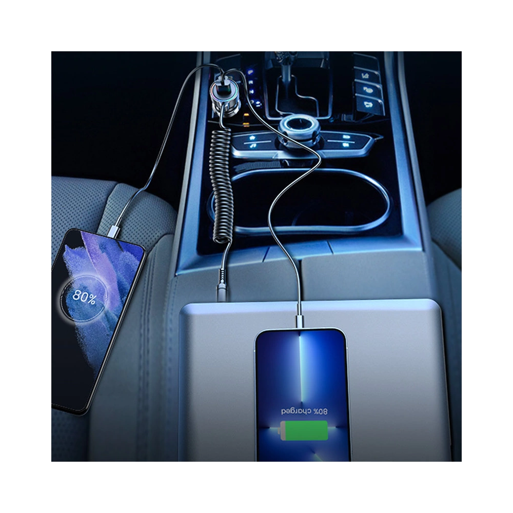 Hurtownia GSM - Încărcător auto Joyroom 3w1 + cablu USB-C 1,5m 55W negru (JR-CL07) - JYR360 - {ean13} - Hurt
