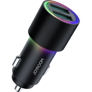Hurtownia GSM - Autós töltő Joyroom 2xUSB háttérvilágítással 24W fekete (JR-CL10) - JYR365 - {ean13} - Hurt