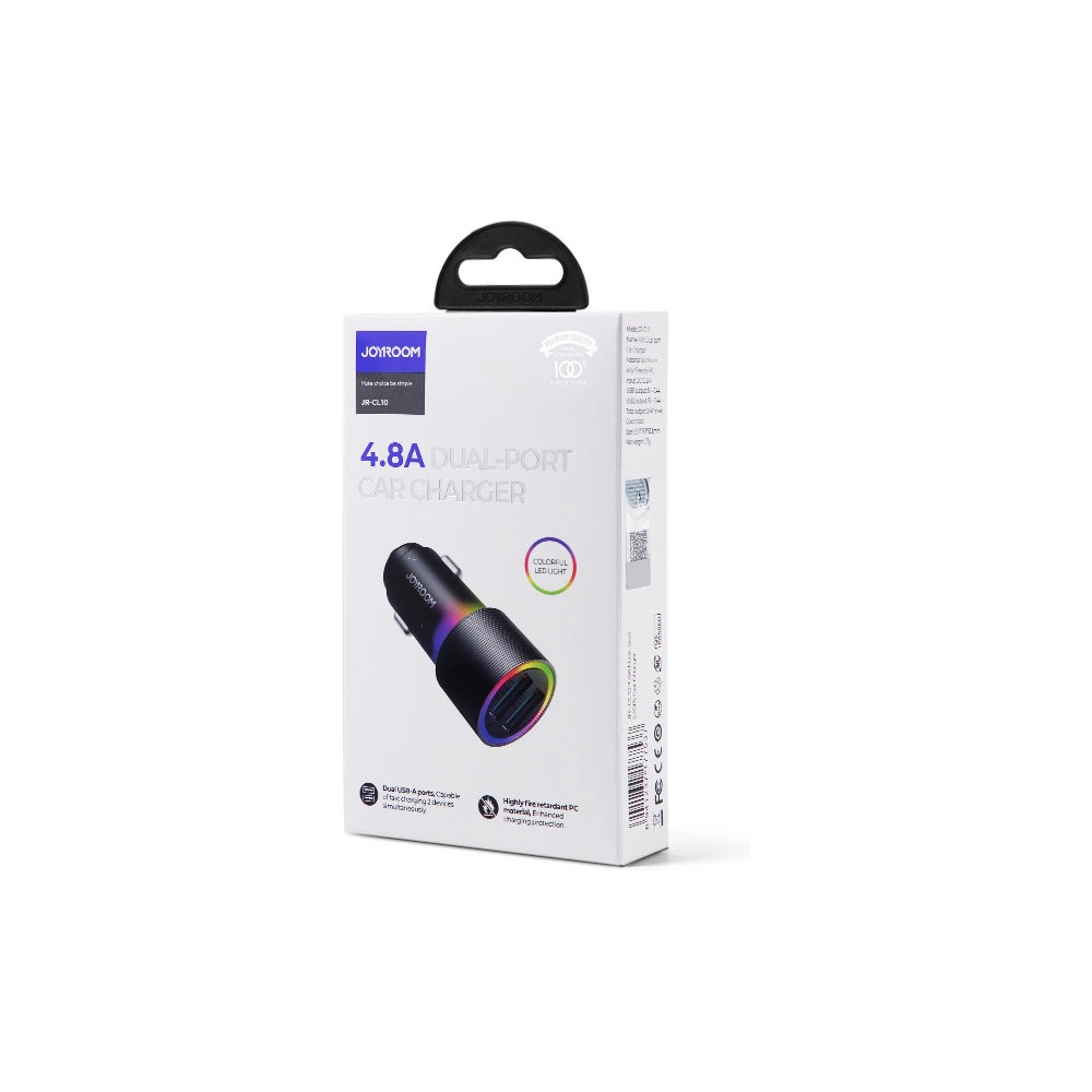 Hurtownia GSM - Autós töltő Joyroom 2xUSB háttérvilágítással 24W fekete (JR-CL10) - JYR365 - {ean13} - Hurt