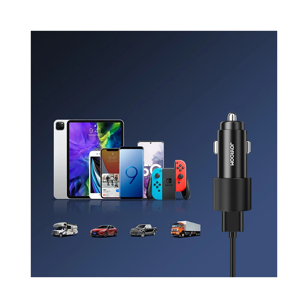Hurtownia GSM - Autós töltő Joyroom 2xUSB háttérvilágítással 24W fekete (JR-CL10) - JYR365 - {ean13} - Hurt