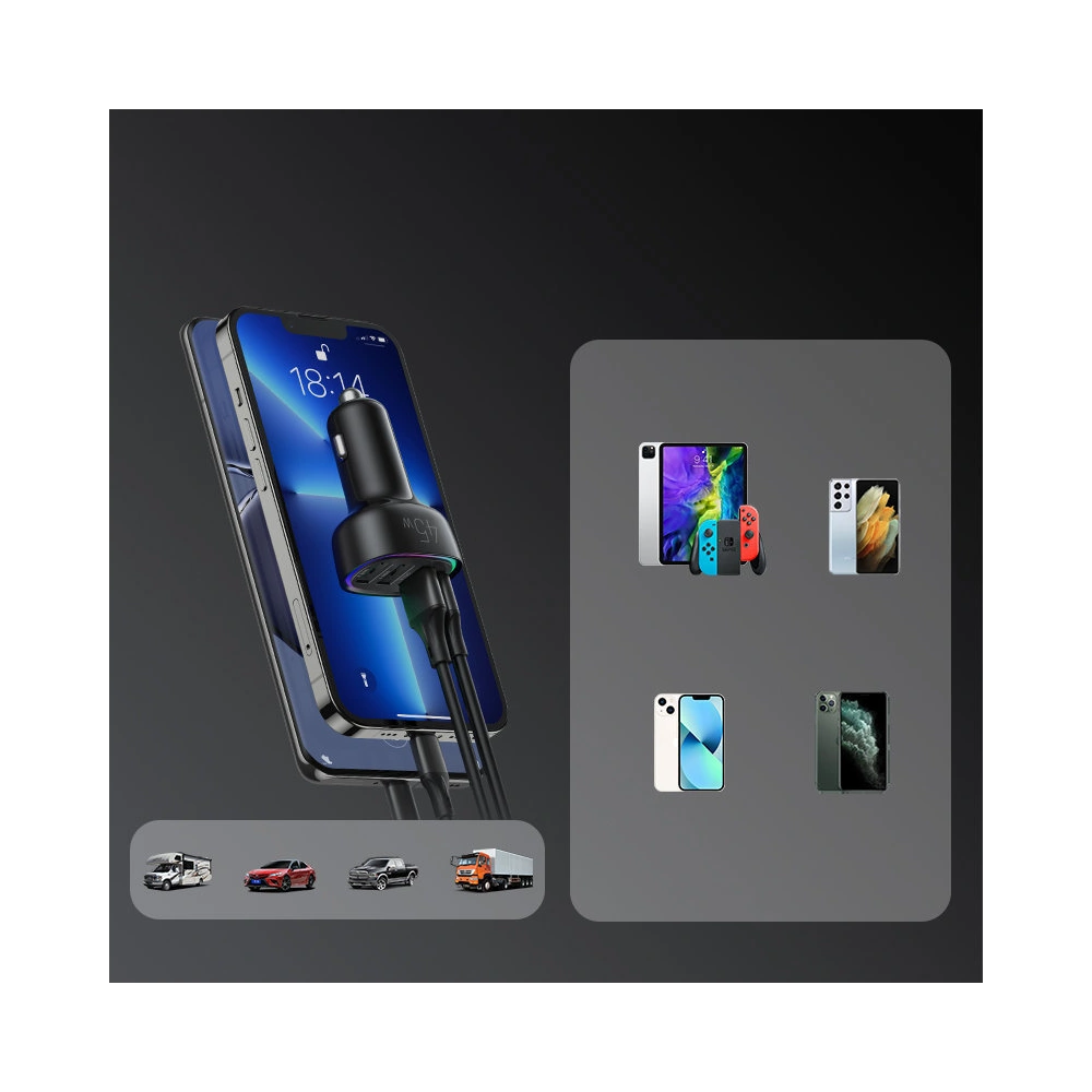 Hurtownia GSM - Încărcător auto Joyroom 4-port 45W negru (JR-CL09) - JYR380 - {ean13} - Hurt