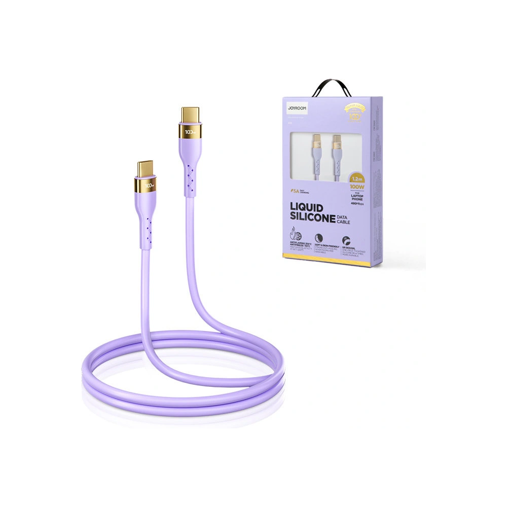 Hurtownia GSM - Kabel Joyroom Flüssigsilikon USB/USB-C PD 100W 1,2m lila (S-1250N18-10) - JYR386 - {ean13} - Hurt