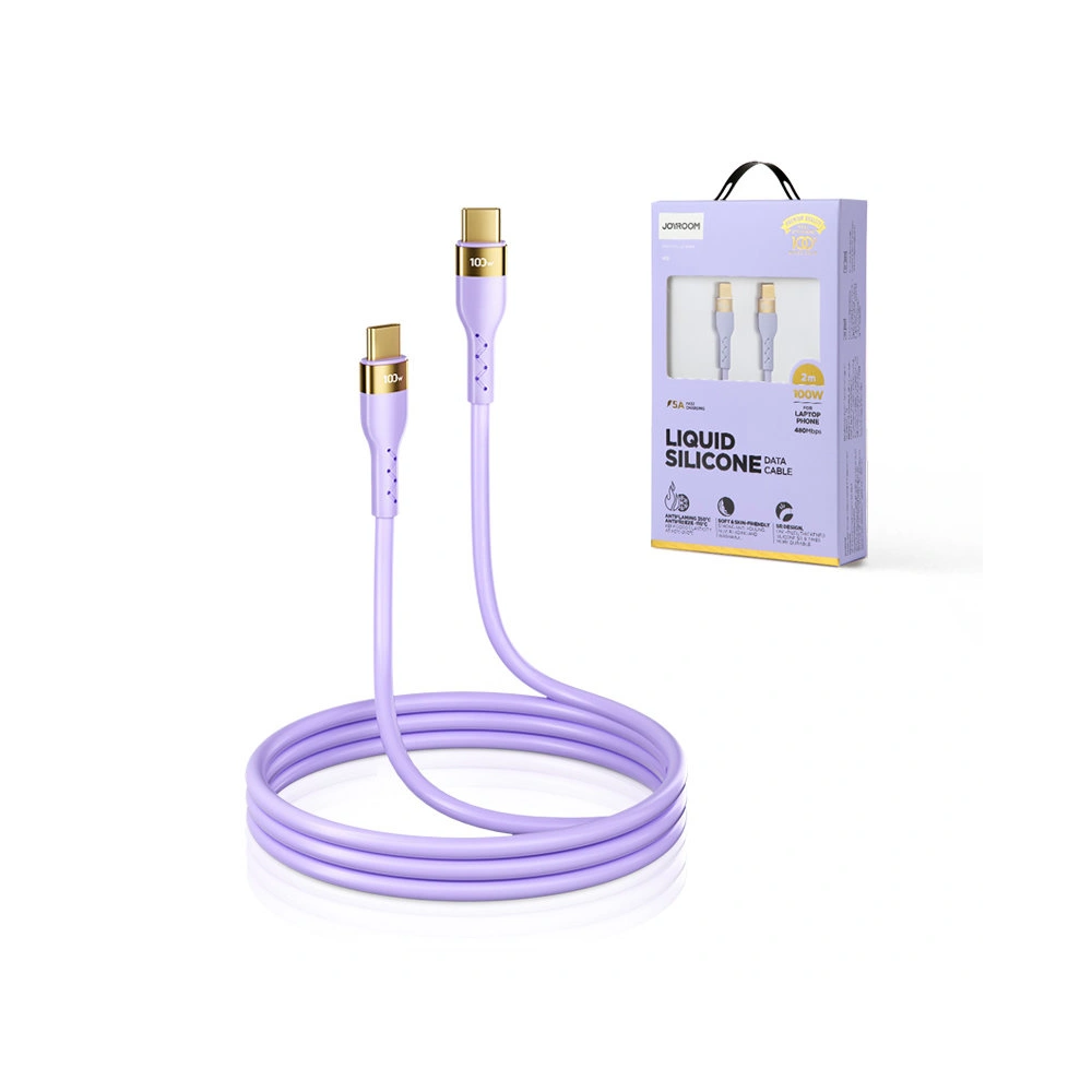 Hurtownia GSM - Kábel Joyroom Liquid Silicone USB/USB-C PD 100W 2m lila (S-2050N18-10) - JYR390 - {ean13} - Hurt
