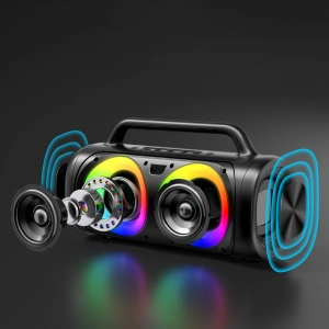 Wholesale Joyroom 5.1 wireless bluetooth speaker with LED color lighting black (JR-MW02) - JYR394 - {ean13} - Hurt