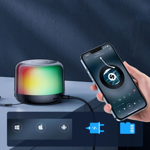 Bezprzewodowy głośnik Joyroom Bluetooth 5.1 RGB czarny (JR-ML03)