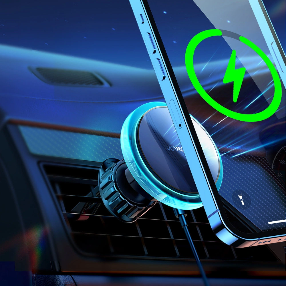 Wholesale Joyroom Car Holder Qi Wireless Charger 15W (MagSafe for iPhone Compatible) Car Mount Air Vent Silver (JR-ZS291) - JYR423 - {ean13} - Hurt