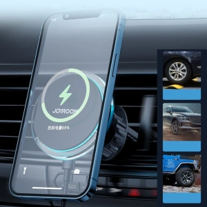 Wholesale Joyroom Car Holder Qi Wireless Charger 15W (MagSafe for iPhone Compatible) Car Mount Air Vent Silver (JR-ZS291) - JYR423 - {ean13} - Hurt