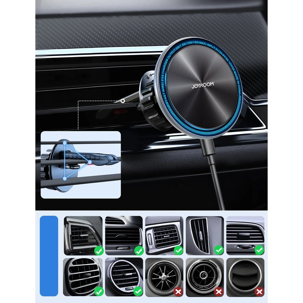 Hurtownia GSM - Suport auto cu încărcător fără fir Joyroom MagSafe Qi 15W pentru grila de ventilație argintiu (JR-ZS290) - JYR424 - {ean13} - Hurt