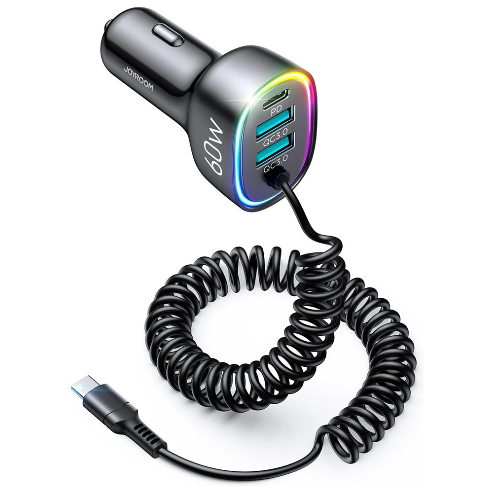 Hurtownia GSM - Auto nabíječka Joyroom 4w1 PD, QC3.0, AFC, FCP + USB-C kabel 1,6m 60W černý (JR-CL19) - JYR448 - {ean13} - Hurt