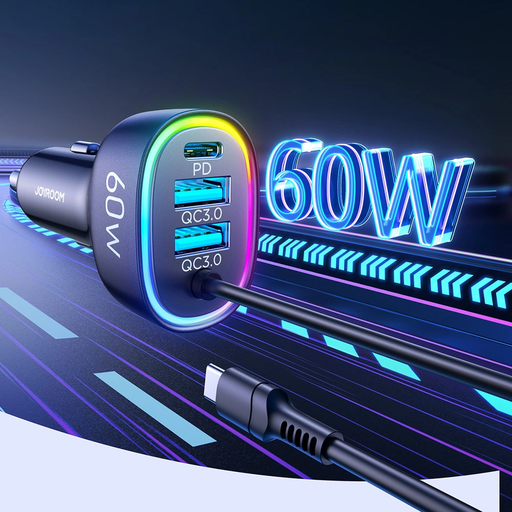 Hurtownia GSM - Auto nabíječka Joyroom 4w1 PD, QC3.0, AFC, FCP + USB-C kabel 1,6m 60W černý (JR-CL19) - JYR448 - {ean13} - Hurt