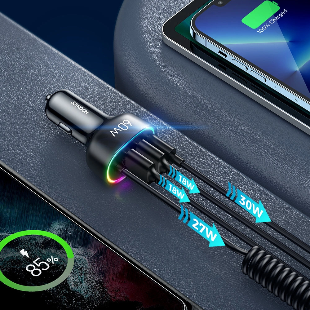 Hurtownia GSM - Auto nabíječka Joyroom 4w1 PD, QC3.0, AFC, FCP + USB-C kabel 1,6m 60W černý (JR-CL19) - JYR448 - {ean13} - Hurt