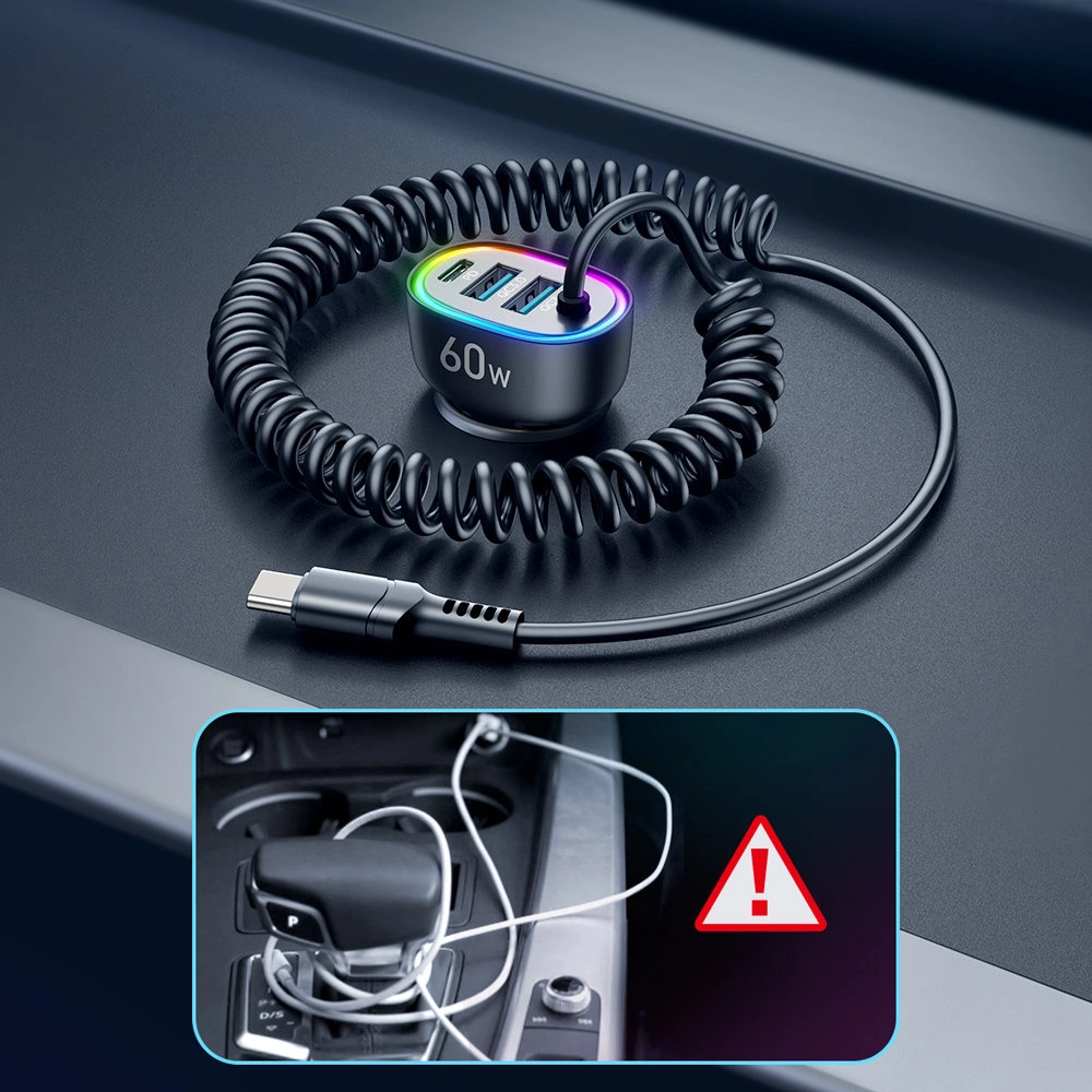 Hurtownia GSM - Auto nabíječka Joyroom 4w1 PD, QC3.0, AFC, FCP + USB-C kabel 1,6m 60W černý (JR-CL19) - JYR448 - {ean13} - Hurt