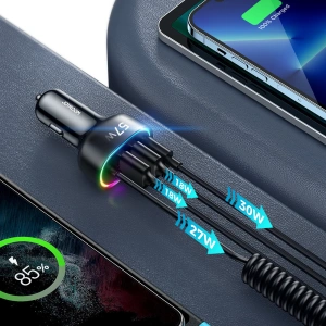 Hurtownia GSM - Auto nabíječka Joyroom 4w1 PD, QC3.0, AFC, FCP + Lightning kabel 1,6m 57W černý (JR-CL20) - JYR449 - {ean13} - Hurt