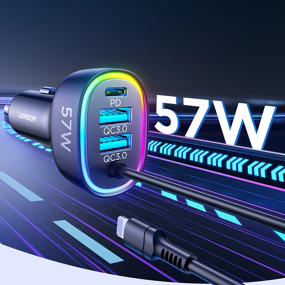Hurtownia GSM - Auto nabíječka Joyroom 4w1 PD, QC3.0, AFC, FCP + Lightning kabel 1,6m 57W černý (JR-CL20) - JYR449 - {ean13} - Hurt
