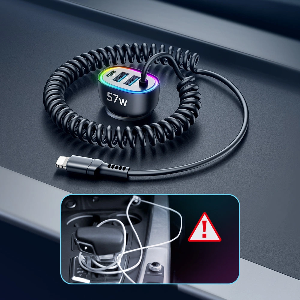 Hurtownia GSM - Auto nabíječka Joyroom 4w1 PD, QC3.0, AFC, FCP + Lightning kabel 1,6m 57W černý (JR-CL20) - JYR449 - {ean13} - Hurt
