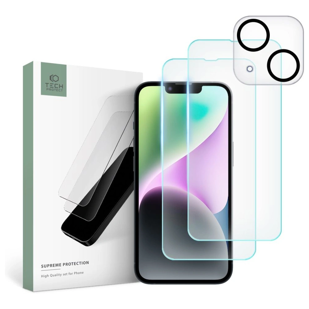 Hurtownia GSM - Tvrzené sklo + na objektivy fotoaparátu Tech-Protect Supreme Set Apple iPhone 14 Plus / 15 Plus Clear [2+1 PACK] - THP1506 - {ean13} - Hurt