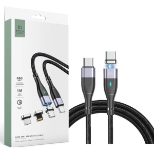 Hurtownia GSM - Mágneses kábel Tech-Protect Magnetic 3in1 USB-C/USB-C-Lightning-microUSB PD 60W/3A 1m Szürke - THP1507 - {ean13} - Hurt
