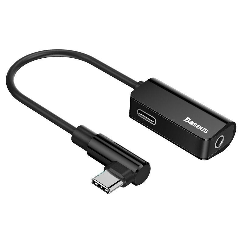 Hurtownia Baseus - 6953156278585 - OT-375 - [OUTLET] Adapter Audio Baseus L45 USB-C do Mini Jack 3.5mm i USB-C (czarny) - B2B homescreen